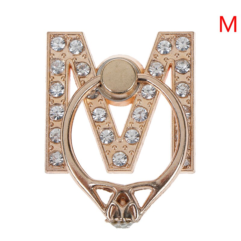 1pc 360 Degree Diamond Metal Letter A-Z Finger Ring Smartphone Stand Holder Mobile Phone Holder For iPhone 6s 7 8: M
