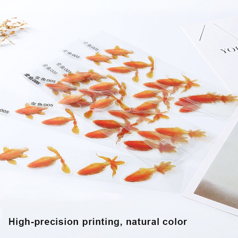 Pinturas de resina 3D para manualidades, pegatinas de pequeños peces dorados para artesanía de resina epoxi JS22, 10 Uds.