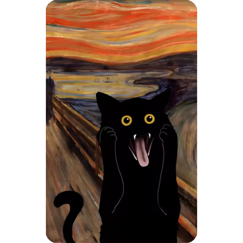 Funny Art Matisse Monet Black Cat Van Gogh Refrigerator Magnet,suitable for Home Kitchen,refrigerator Wall Door,officedecoration: Orange