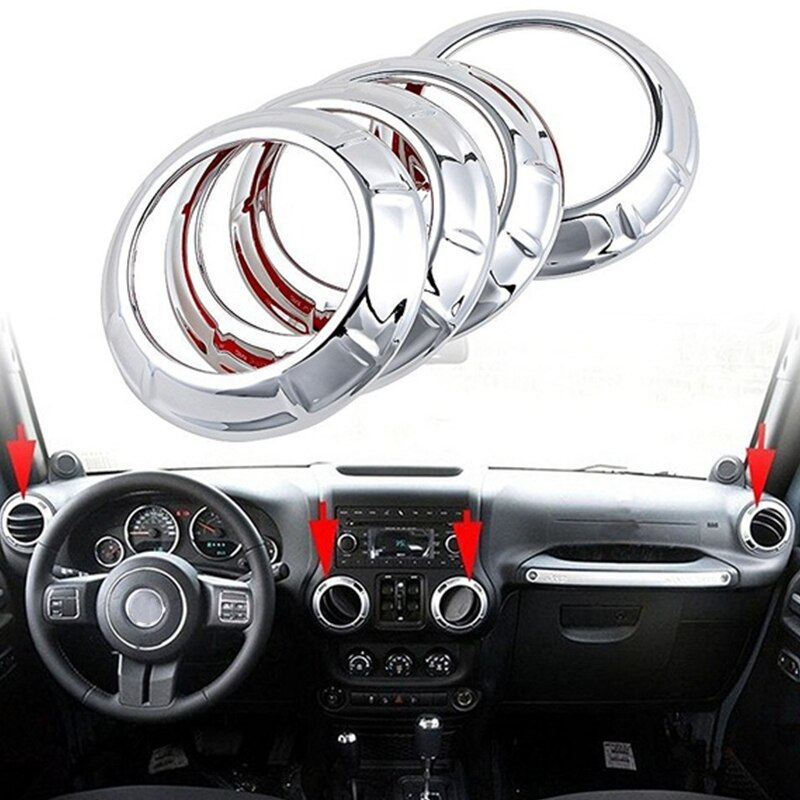 4 pçs chrome carro traço ar condicionado ventilação guarnição capa para jeep wrangler jk 11-17