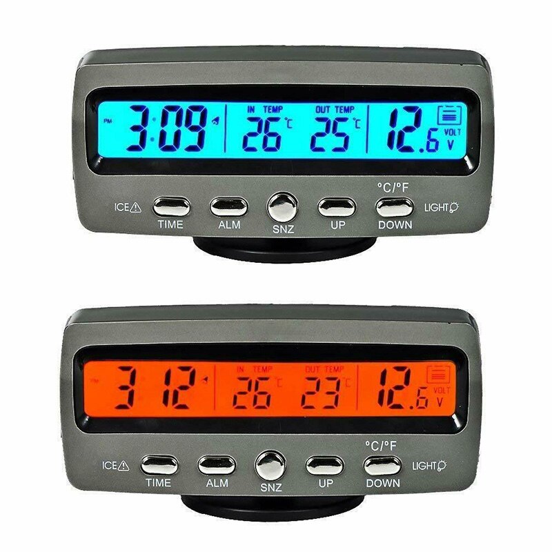Universele Auto Led Digitale Display Voltmeter Klok Indoor Outdoor Thermometer 12V Auto Boot Auto Monitor Voltmeter