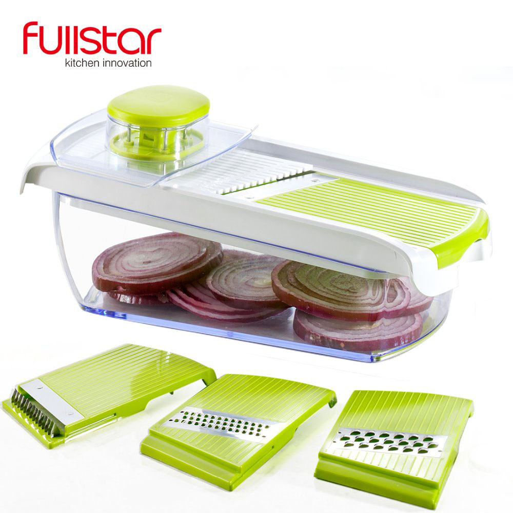 Cortador de vegetales Fullstar, hoja de acero, cortador de mandolina, pelador de zanahorias, queso, rallador, rebanador de vegetales, accesorios de cocina