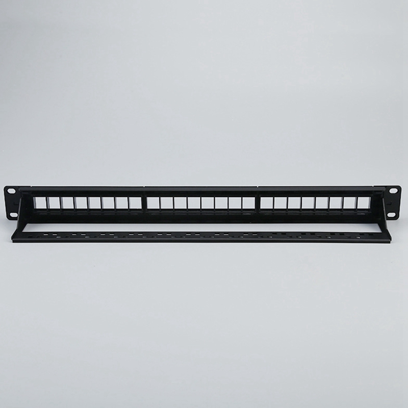 19-Inch 1U Cabinet Rack Through 24-Port CAT6 Patch Panel RJ45 Network Cable Adapter Keystone Jack Modular Patch Panel