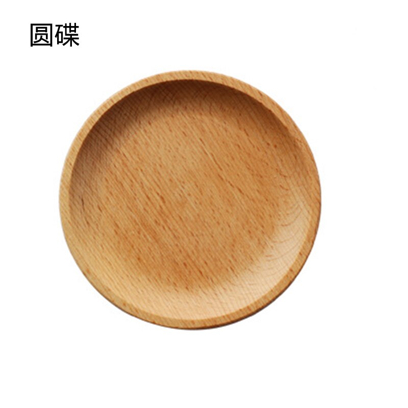 Plato de postre japonés, vajilla de madera, Plato cuadrado redondo para cena, plato para pan, plato para aperitivos, bandeja para fruta, suministros de cocina: Round
