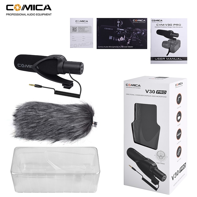 Comica CVM-V30 PRO Camera Microphone Electric Super-Cardioid Directional Condenser Video Microphone for Video Interview Camera