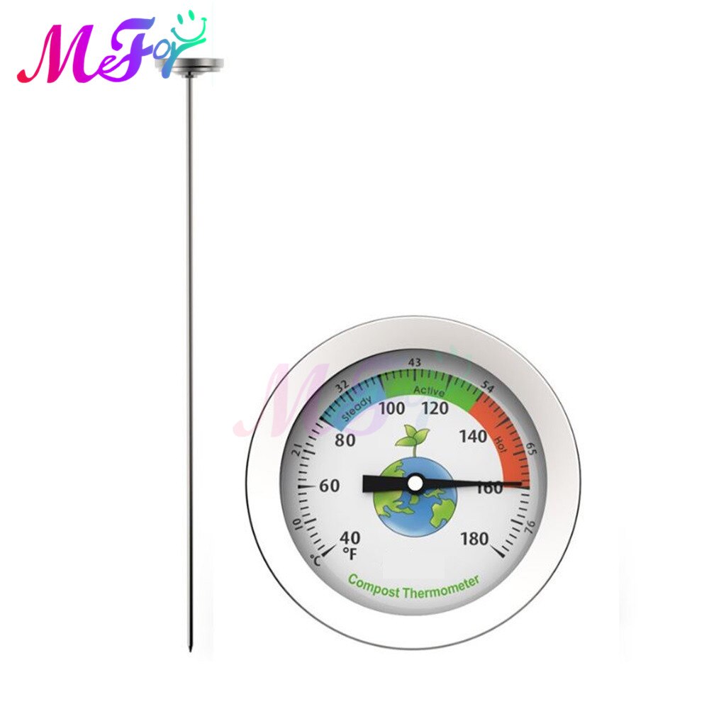 40 ~ 180f /10 ~ 76 ℃ jordgjødsel komposttermometer vanntett 500mm metall jordtemperaturmåler meter tester hjemmehage