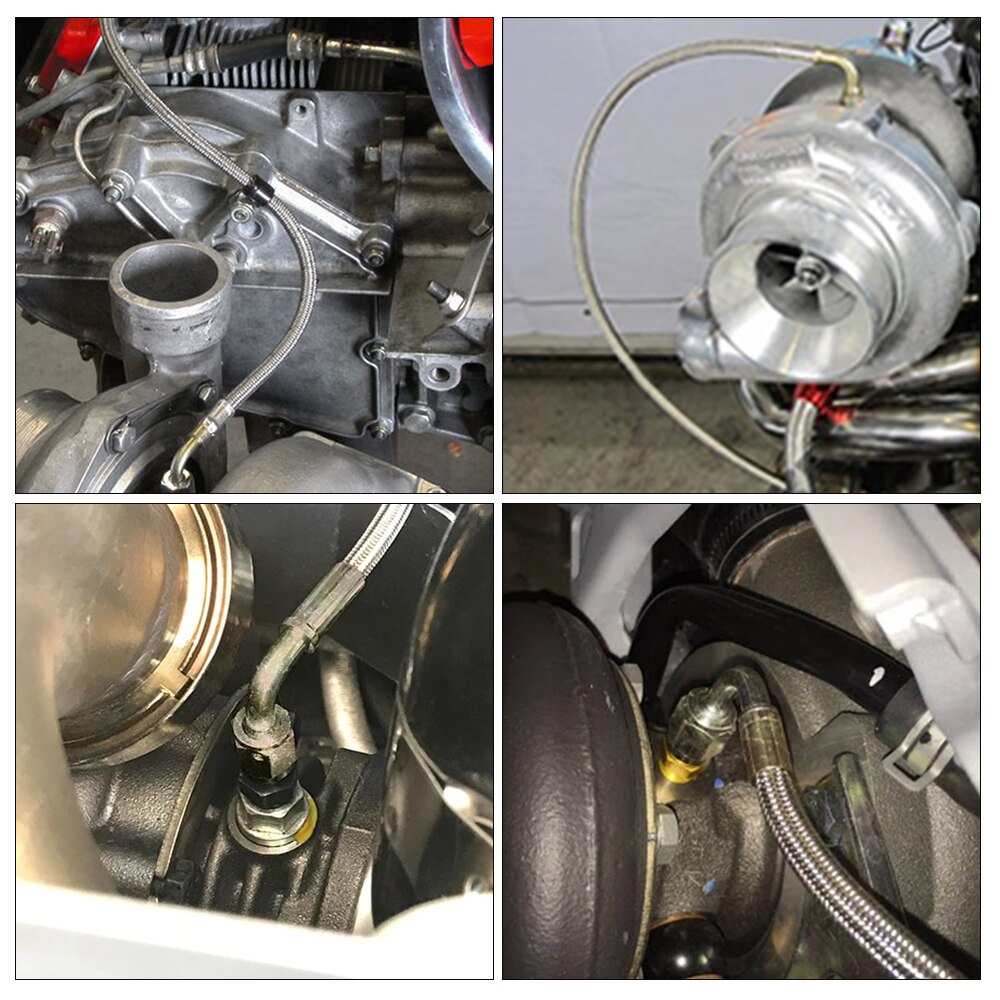 3AN 125cm Turbo Oil Feed Line Kit Feed Flange Restrictor Adapto Oil Feed line +Oil Feed flange T3 T4 Turbo