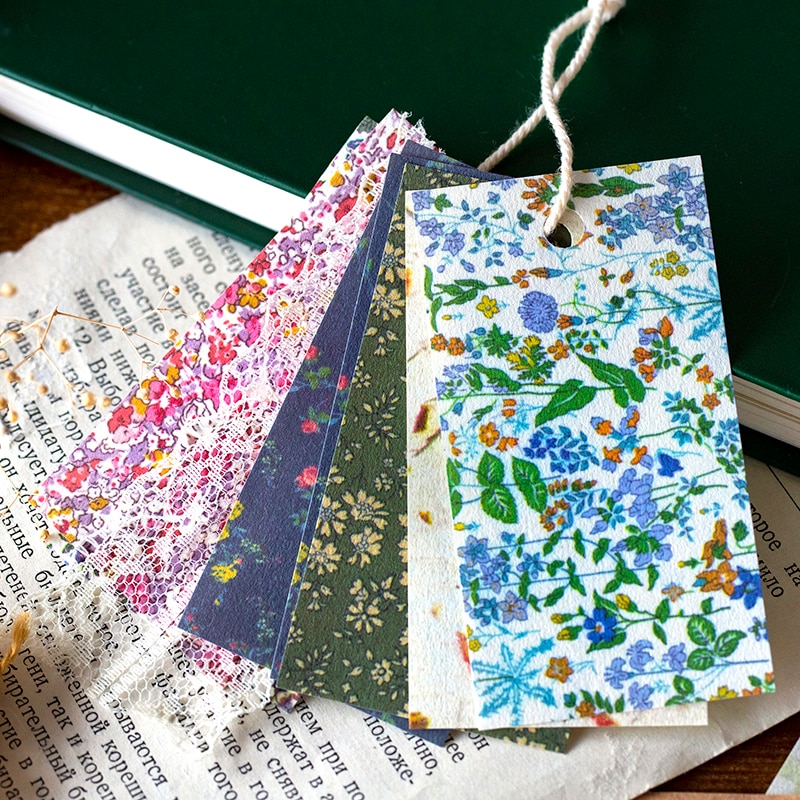 Yoofun-papeles de Material Retro, cuadrícula de Collage de libros, papel floreado, Fondo para rascar, papel decorativo para álbum de recortes, 60 unids/paquete