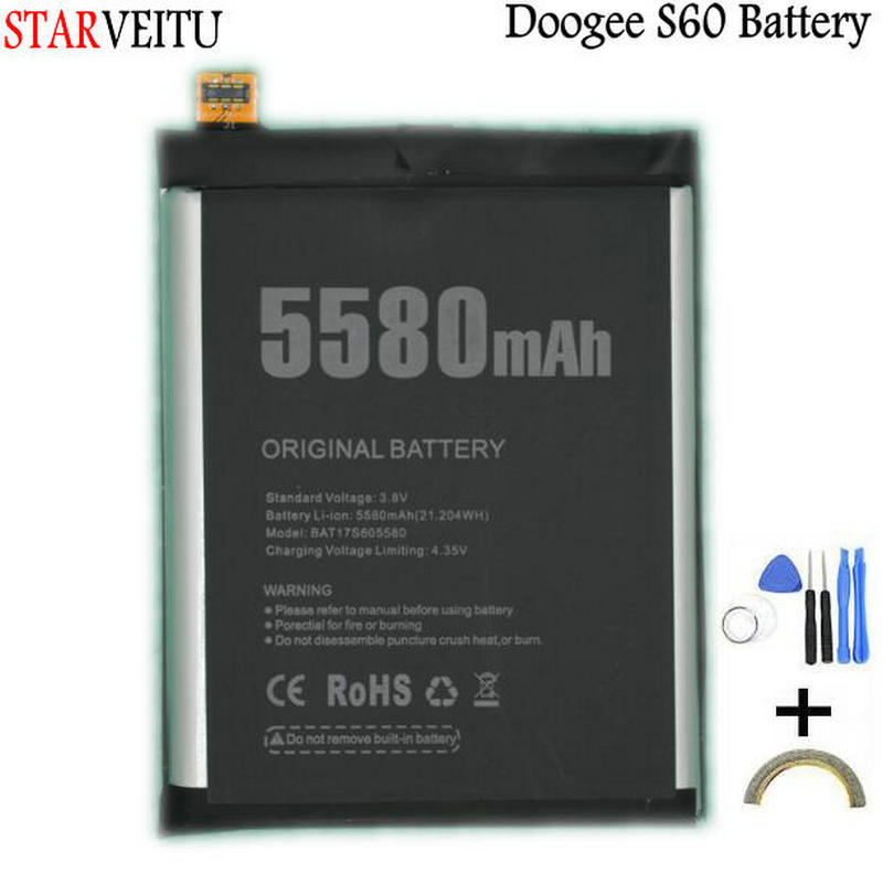 Batteria Originale per Doogee S60 e S60 lite Batterie di Ricambio Ricaricabile Li-polimero Bateria 5580mAh Testato + di Riparazione strumenti