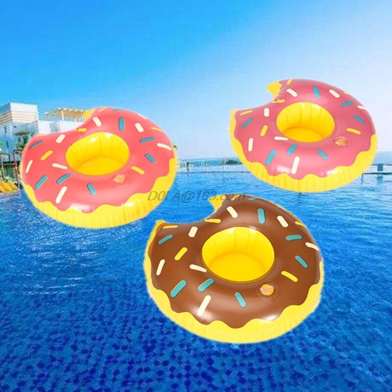 Cute Do-nut Cup Inflatable Holder Floating Coaster Pool Drink Water Toy Beach Party