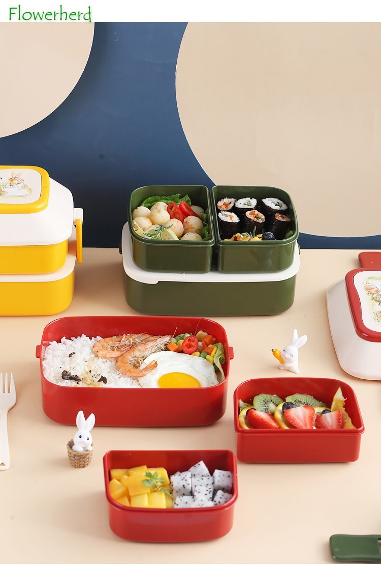 Bento Lunch Box Salad Container for Lunch 52/35oz BPA Free Leak Proof Salad Dressing Container Smart Lock Reusable Spork Spoon