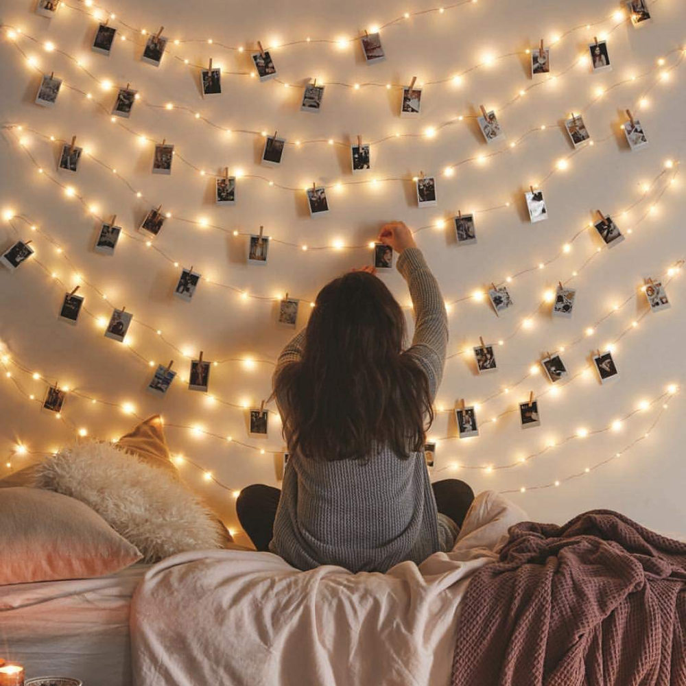 Led ljusslinga 10m fotoklipp usb fairy lights girlander juldekoration fest bröllop jul för sovrum vägg bar skåp