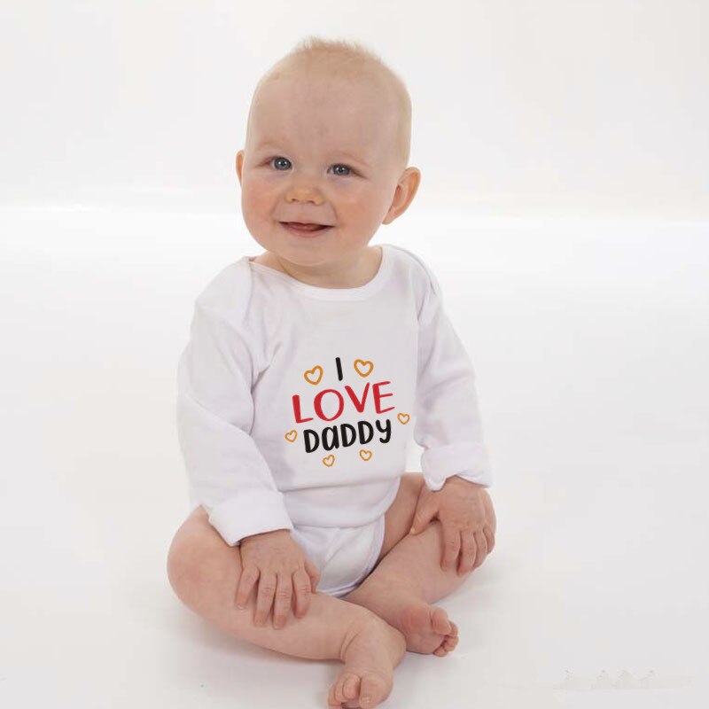 Leuke I Love Papa Letters Print Baby Romper Jongen Meisje Unisex Lange Mouwen Rompertjes 0-18M Beste voor Papa Baby Kleding