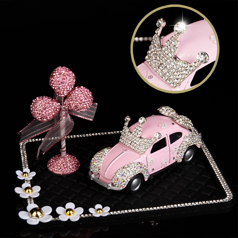 Luxus Diamant Jahrgang Auto Dekoration Zubehör Rosa einstellen Diamant Auto Modell Center Konsole Aromatherapie Ornament Bling