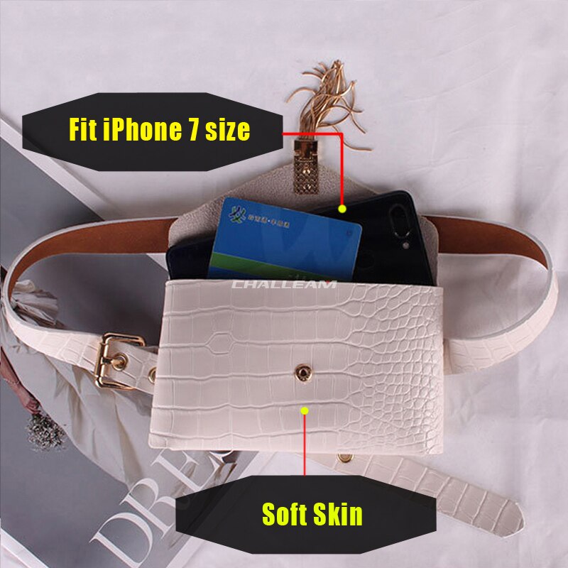 Ladies Black White Fanny Packs Tassel Waist Pack Phone Pocket Leather Belt Bag For Women PU Wild Waist Bags G141