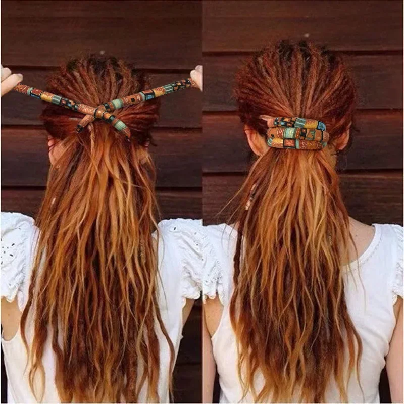 Bandas para el cabello flexibles coloridas, cuerdas para el cabello de estilo étnico, lazos, diadema de cola de caballo, rastas, horquilla larga para cola de caballo, accesorios para el cabello