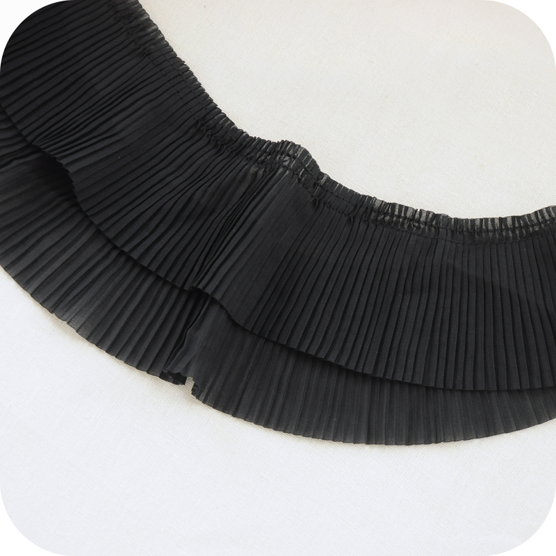 65mm 120D szyfonowa, plisowana taśma koronkowa DIY odzież robić szycia i tkanina czarna biała czerwona różowa koronka przycinanie sukienka odzież dekoracja: czarny