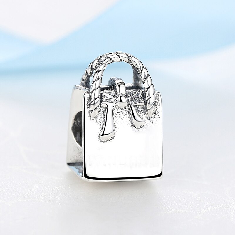 100% 925 Sterling Silver Bead Charm Vintage Lady Handtas Bedels Kralen Fit Diy Armbanden & Bangles Vrouwen Sieraden