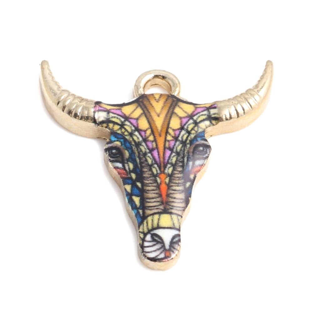 résultats faits à la main en alliage de Zinc pendentif à breloques vache Animal plaqué or émail noir et blanc pour bijoux bricolage, 10 pièces