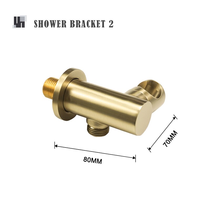 Brushed Gold Hand Shower Bathroom Handhold Water Saving Shower Head Round Square Wall Mount Holder Shower Hose Bath Hand Sprayer: Type B Bracket Only