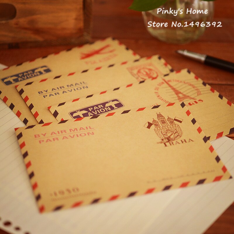 Enveloppe Kraft Vintage de 11x16CM, grande taille, carte postale, papier de papeterie, poste aérienne, fournitures de bureau Vintage