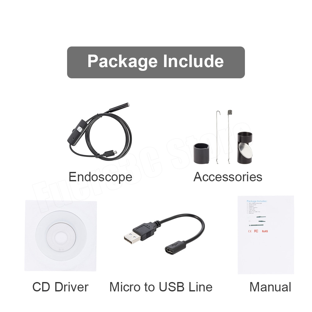 KERUI Mini Endoskop Kamera 7mm flexibel IP67 Wasserdichte Mikro USB Inspektion Endoskop Kamera für Android PC 6 LED Einstellbar