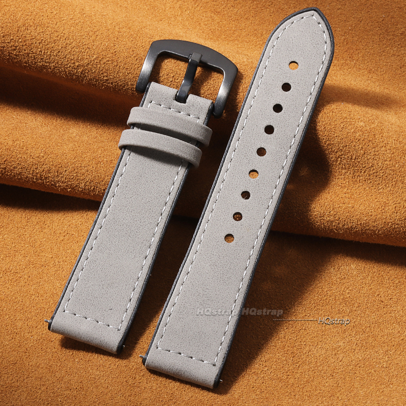 Quick Release Leather Watch Band Bracelet 20mm 22mm Replacement Wrist Straps Watchbands for Galaxy Wrist Band Women Men Belt: Coal Black / 20mm