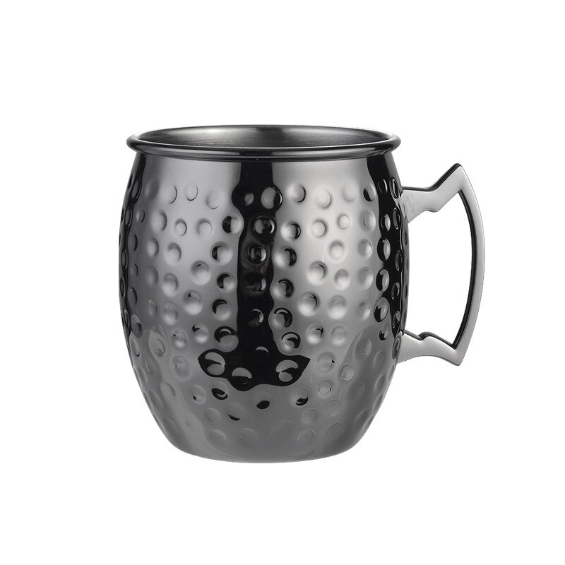 Gehämmert Moscow Mule Becher Trinken Tasse 100% Reine Massivem Kupfer Messing Set 16 Unzen Food Grade Metarial Bier Cocktail Tasse: Black Spot