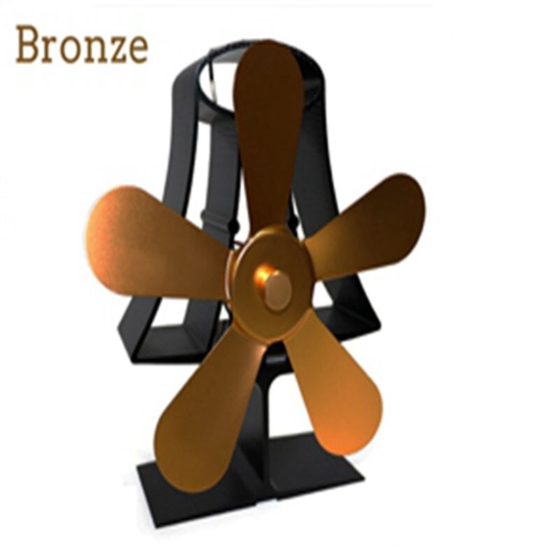 Vægmonteret 5- bladet lodret opvarmning pejs ventilator brændeovn drevet komfur blæser effektiv stille ventilator varmefordeling: Bronze
