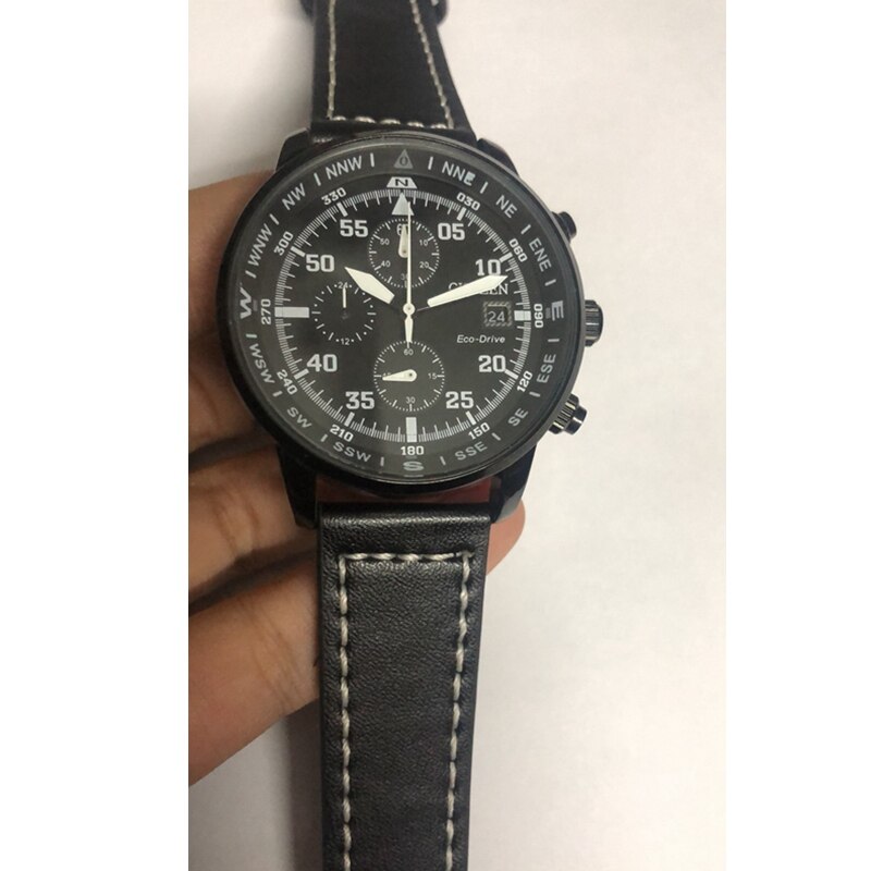 Heren Blue Angels World Chronograph Horloge Luxe Japan Quartz Horloges Business Paar Casual Staal/Lederen Band Horloge: 3 Button-cool black