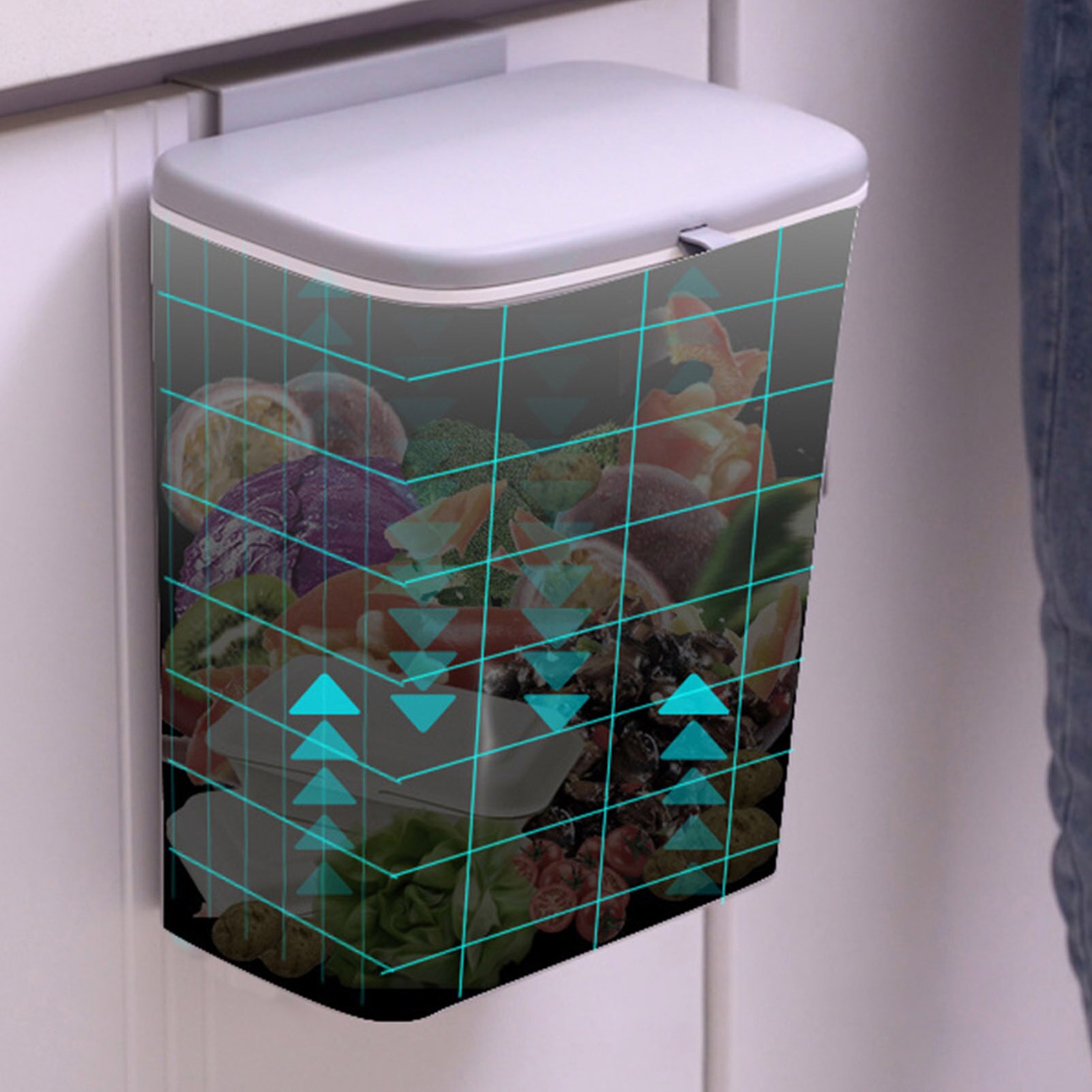 Trash Can Kitchen Hanging Kitchen Trash Basket Sealed Trash Can With Lid Household Kitchen Supplies Food Waste Compost Bin