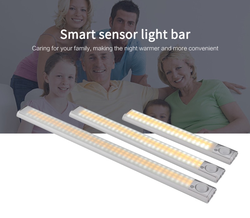 Luz LED con Sensor de movimiento PIR para armario, lámpara de noche de armario, luz de fondo para escalera, lámpara de imán, 10/80/120