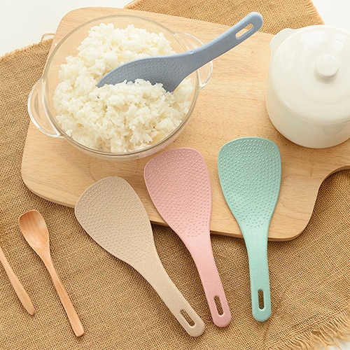 Cuchara antiadherente de paja de trigo para el hogar, cuchara arrocera creativa, pala de arroz, cuchara de arroz