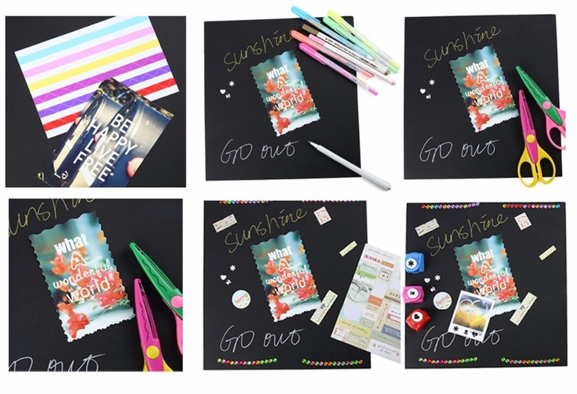 Black Cardboard Wood Handmade Loose-leaf Scrapbook Albums 8 Inch Commemorative Baby Photo Album Wedding Photo Album