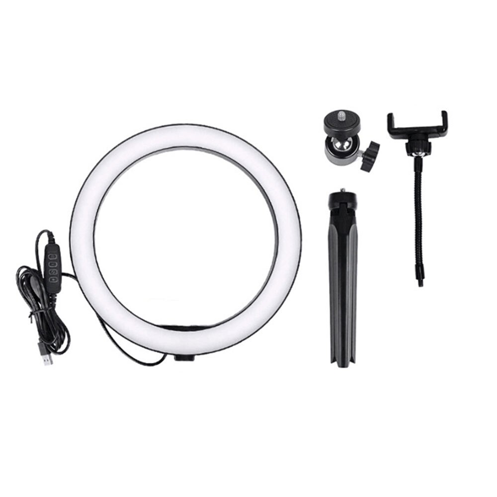 Photography LED Selfie Ring Light 26cm Dimmable 10inch USB Camera Phone Studio Ring Lamp With Tripods For Makeup Video Live