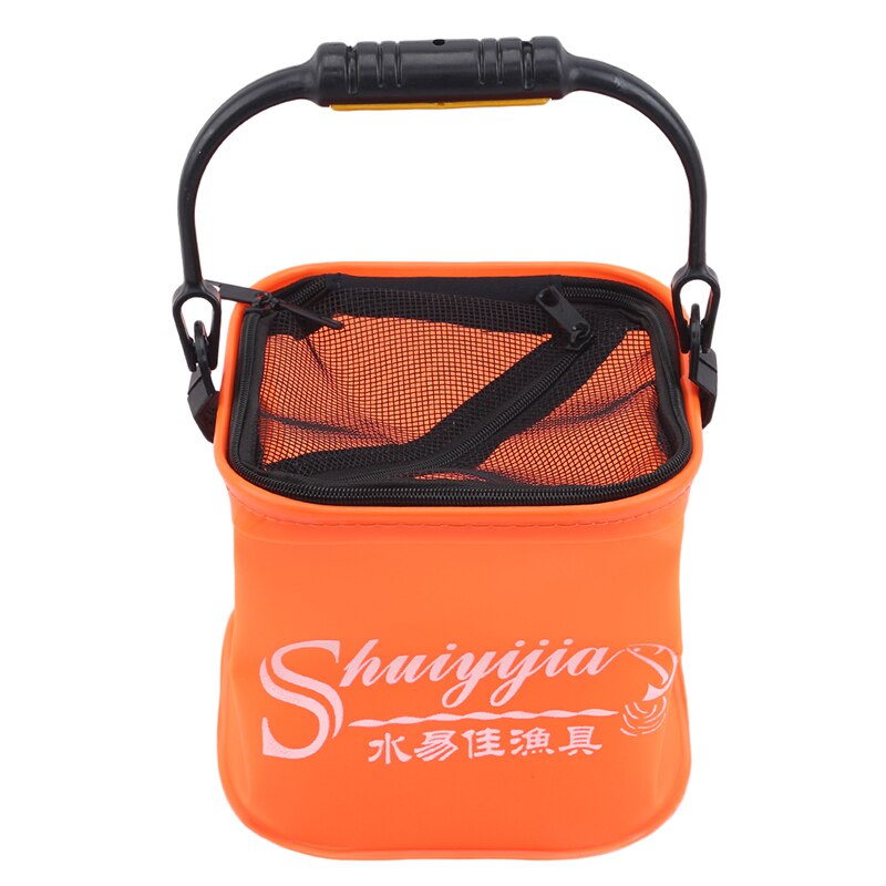 Jakość przenośne składane wiadro pojazdu wiadro wędkarskie płótno składane żywe wiadro na ryby zbiornik sprzęt wędkarski pudełko rybackie sprzęt: pomarańczowy