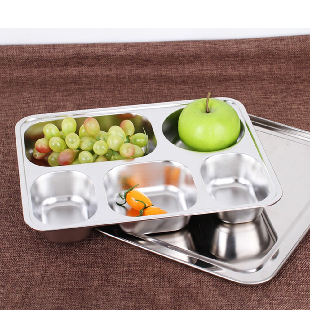 1Pcs Dikke Snacks Compartiment Met Deksel Rvs Lunchbox Student Kantine Fabriek Lunchbox