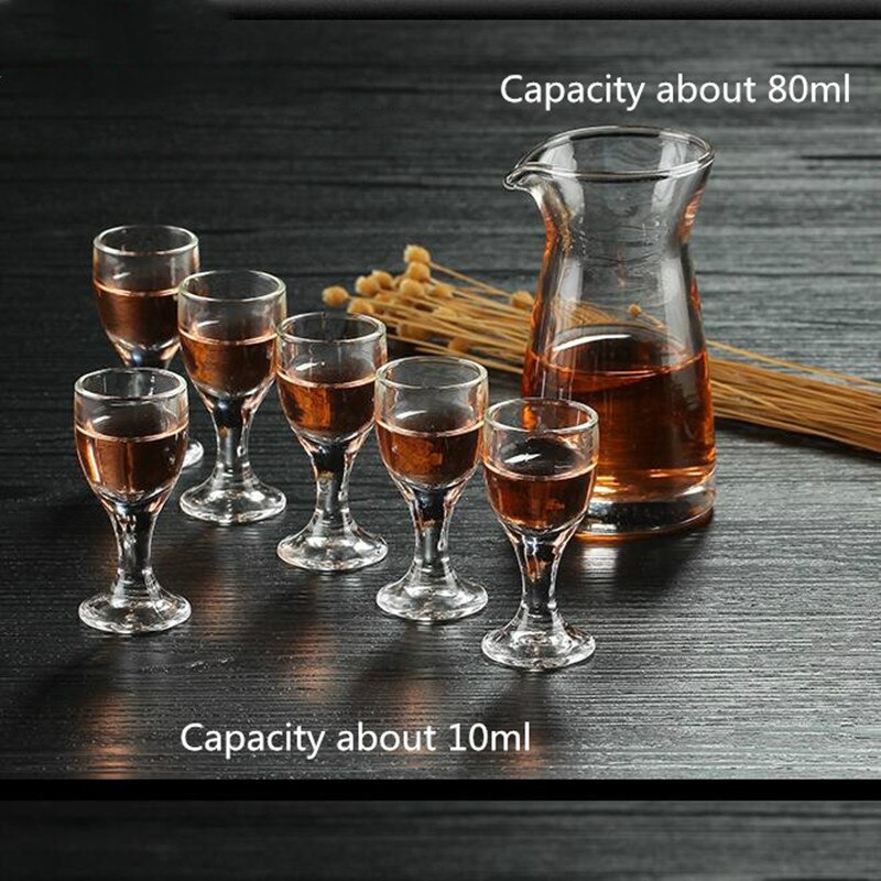 7PCS/lot European Glass Wine Glass Simple Household Glass Wine Set Sake Set Sake Bottle Drink Glass Set Crystal Bottle