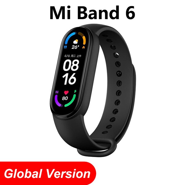 Global Version Xiaomi Mi Band 6 AMOLED Screen Blood Oxygen Fitness Traker Heart Rate 5ATM Waterproof Smart Band 5 Color Bracelet: Global Version