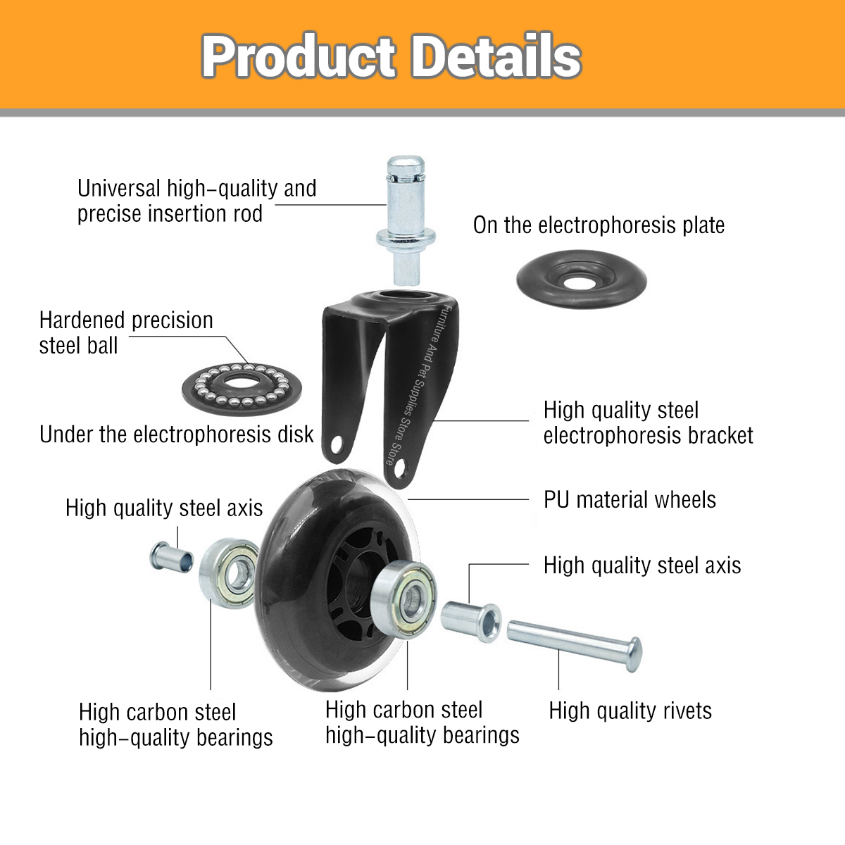 1-5Stck Universal- stumm Zauberer 50KG Rad 10mm 11mm Ersatz Bürostuhl Schwenkrollen 360 Grad Räder Möbel Hardware-