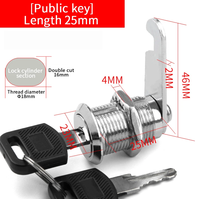 Juego de llaves rotativas de Metal, botón de bloqueo, cilindro de enclavamiento, armario, casillero de seguridad, 16mm, 20mm, 25mm, 30mm, 35mm, 5/100 juegos: L / Rojo