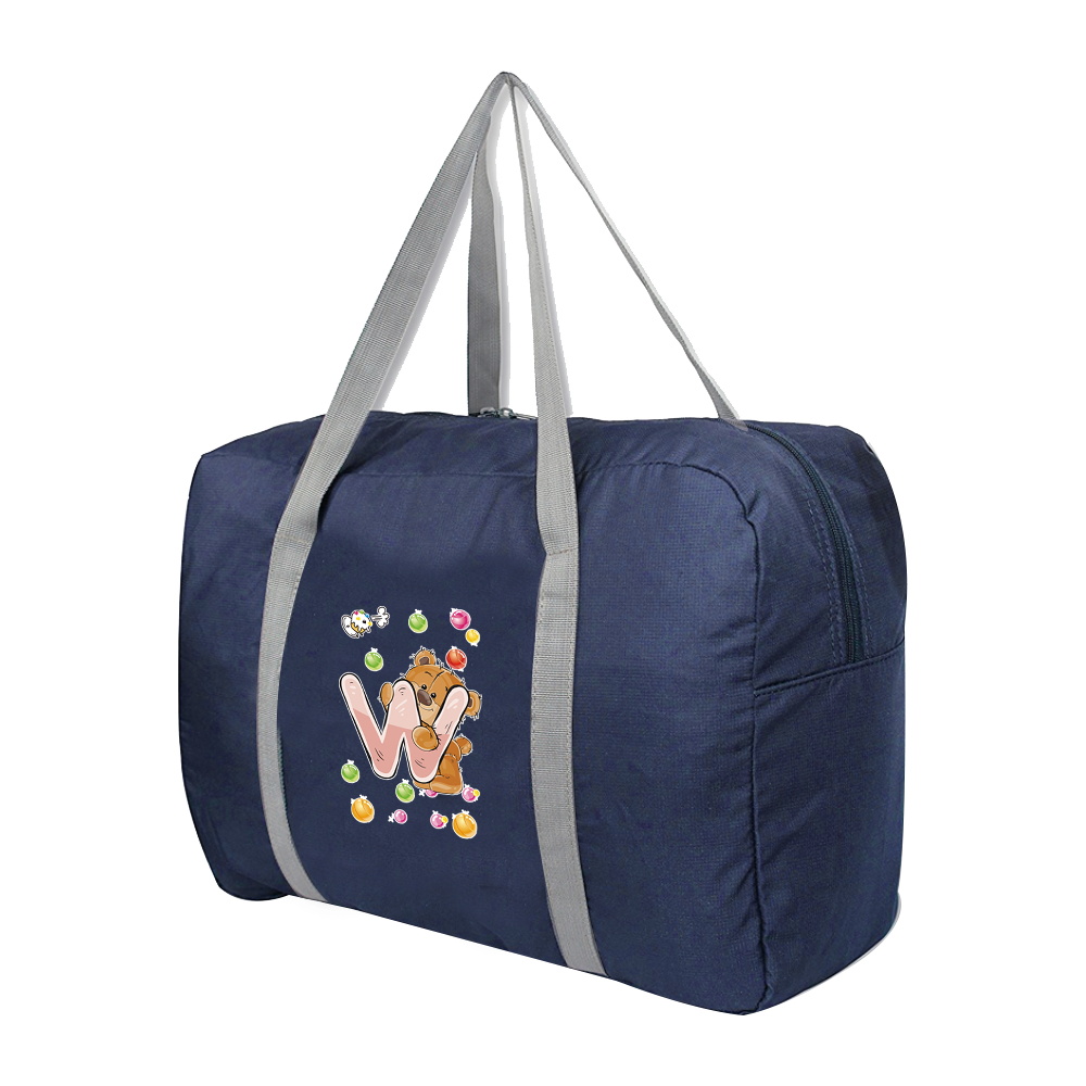 Foldable Travel Bags Unisex Clothes Organizers Large Capacity Duffle Bag Bear Letter Printing Women Handbags Men Travel Bag: light yellow