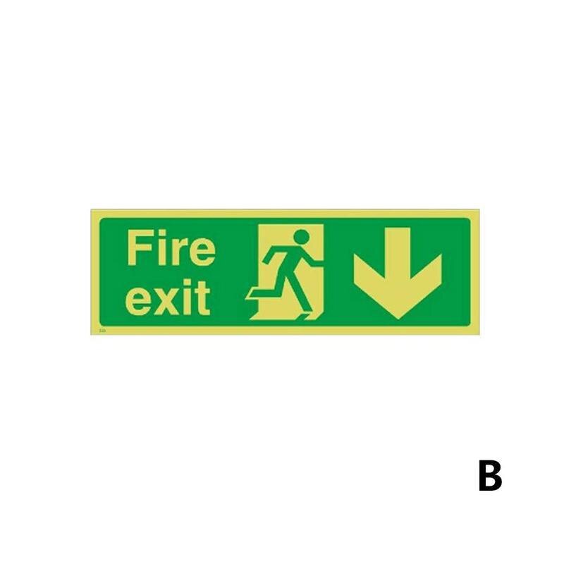 Zelf Adhisive Waterdichte Exit Sign Groene Lichtgevende Veiligheidswaarschuwing Tape Nachtzicht Fire Exit-Rechts Borden Muren Sticker 36x14cm: B