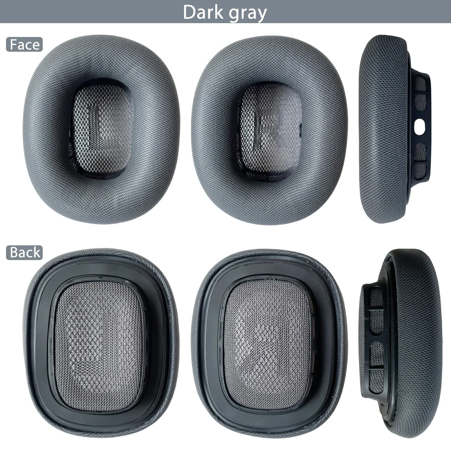 Earmuffs couro macio para Apple AirPods Max, Headset capa protetora, almofada de ouvido, fones de ouvido acessórios, 1 par: Cinza escuro