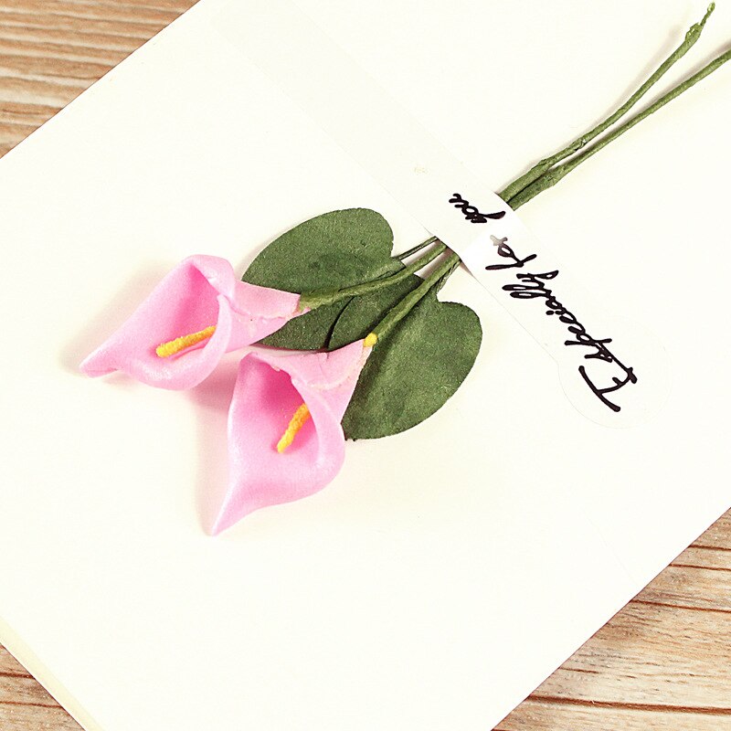 5pcs handmade paper flower message card DIY retro kraft paper flower universal greeting card birthday