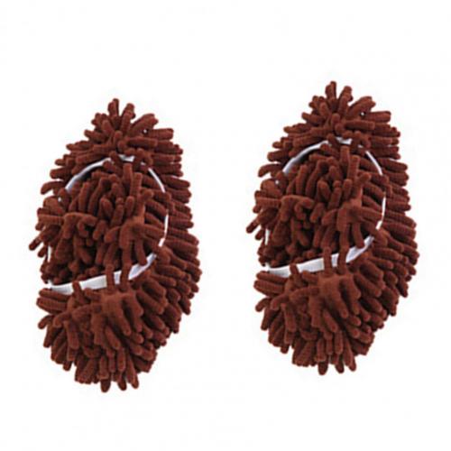 Shoes Cover Skin-friendly Dust Cleaning Soft Floor Mopping Cleaning Slipper for House Indoor Machine Washable Cloth Shoe Bag: Coffee