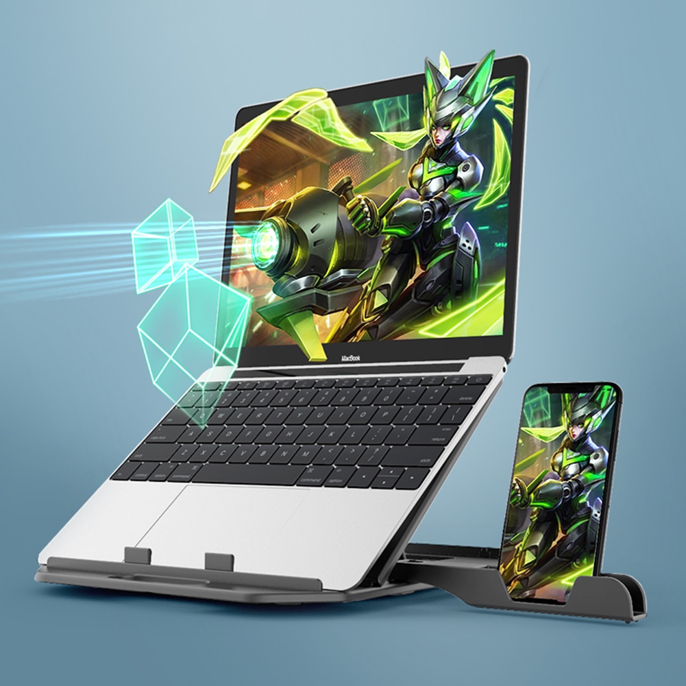 Laptop Stand For Macbook Pro 360 Degree Rotating Bottom Cooling Bracket With Phone Holder For 11-17' Notebook Portable Holder