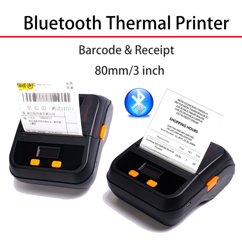 Mini-imprimante thermique Portable 2 en 1, 3 pouces, commande TSPL et ESC/POS, pour téléphone et ordinateur, Compatible Bluetooth