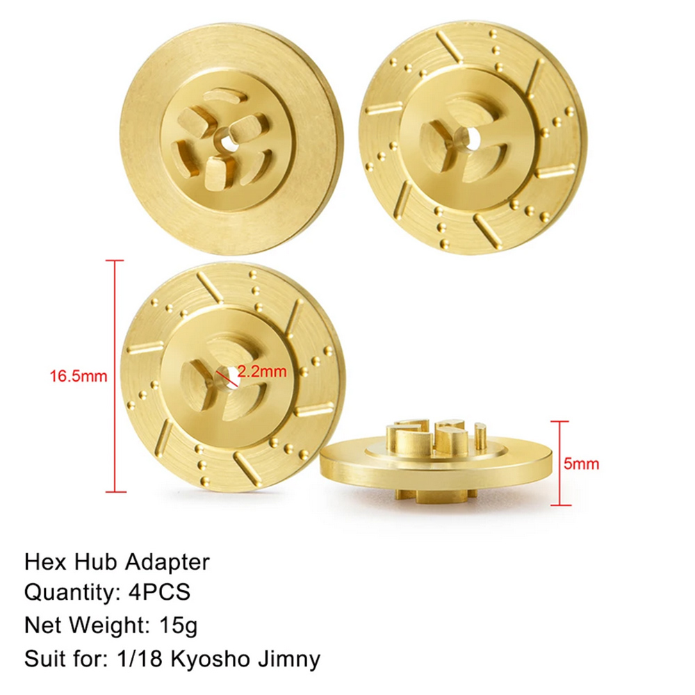 AXSPEED-Adaptador de cubo de rueda hexagonal de contrapeso de latón para coche teledirigido, amortiguador, torres, enlaces, neumáticos de goma para actualización de Kyosho Jimny 1/18: Rojo