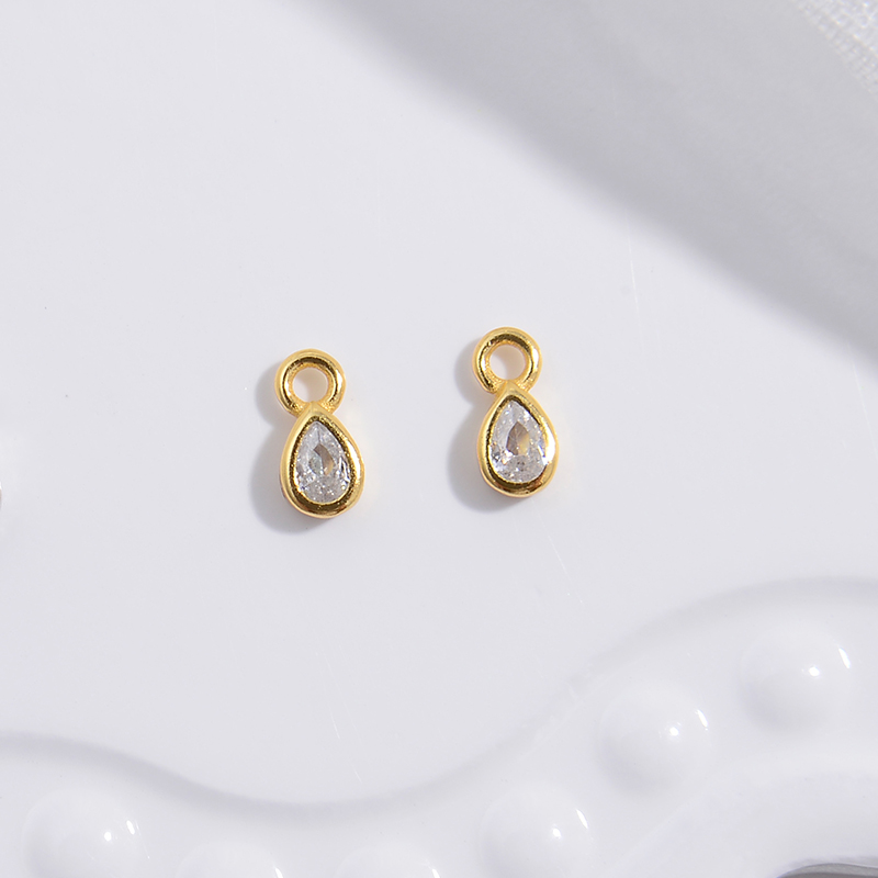 2 uds S925 ojos de plata esterlina Ellispe corazón pequeños dijes DIY collar pendientes para fabricación de joyería accesorios al por mayor SD12: Rodio plateado